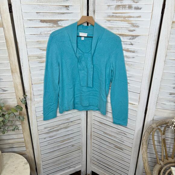 CASHMERE CHARTER CLUB LUXURY Women's Medium 100% Cashmere Sweater Turquoise Blue - Picture 11 of 13